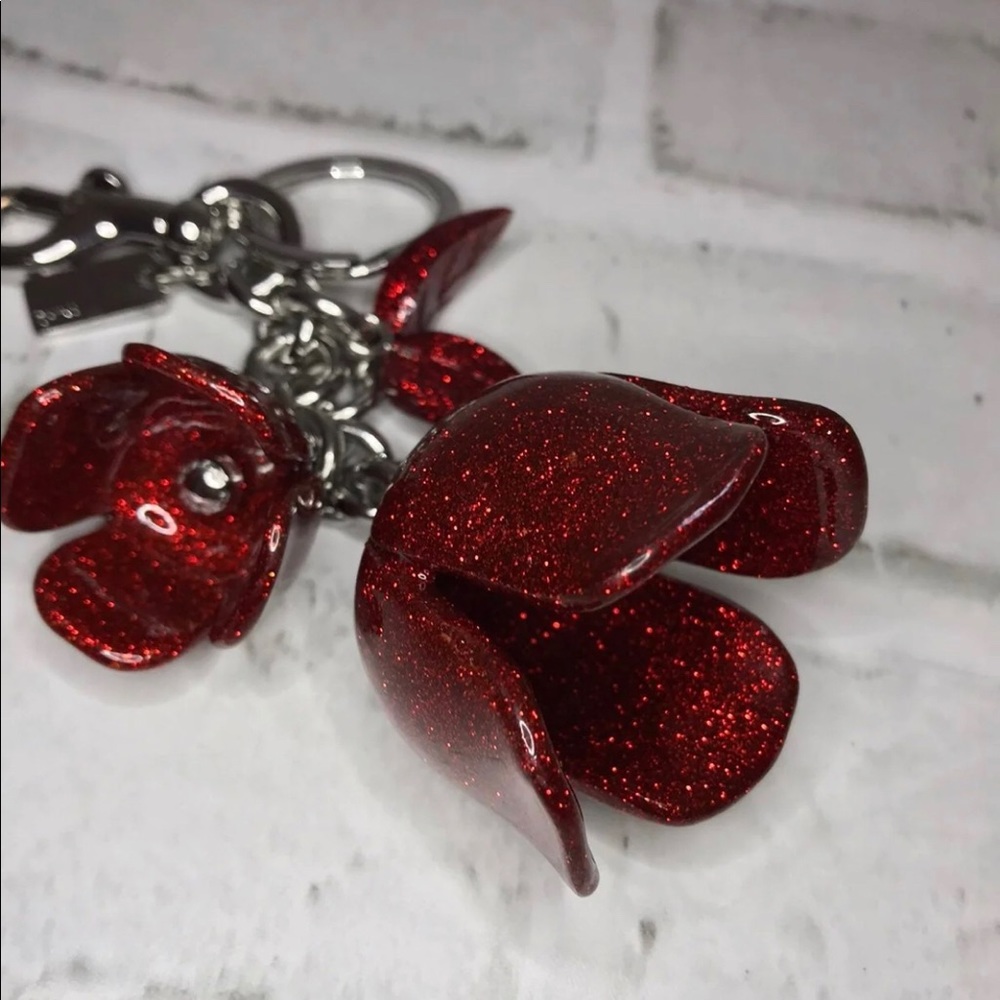 **SOLD**Coach Glitter Resin Tea Rose Bag Charm - Picture 3 of 5